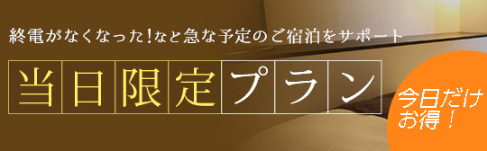 終電がなくなった！など急な予定のご宿泊をサポート 当日限定プラン